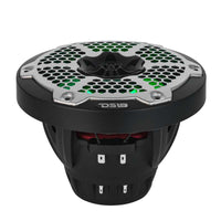 DS18 Hybrid Marine Speaker w/ Driver And RGB LEDs 6.5in 2-Way 250 Watts RMS 4 ohm Black w/ Covers