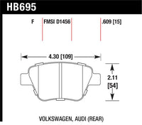 Hawk Performance Hawk 12 Audi A3 / 11-12 VW Golf GTI/Jetta S/Jetta SE/Jetta SEL/Jetta TDI HPS Street Rear Brake Pads