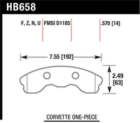 Hawk Performance Hawk 10-11 Chevy Corvette Grand Sport / 06-08 Corvette Z06 (1 piece) Front DTC-70 Race Brake Pads