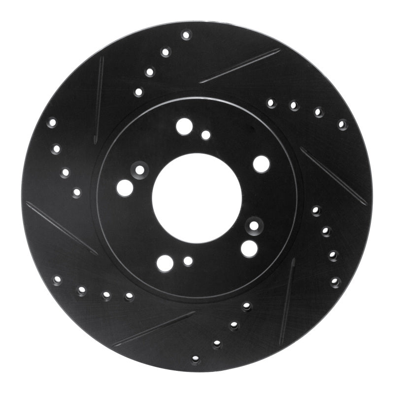 R1 Concepts R1 91-01 Acura RL Front Left Drilled & Slotted Black Brake Rotor