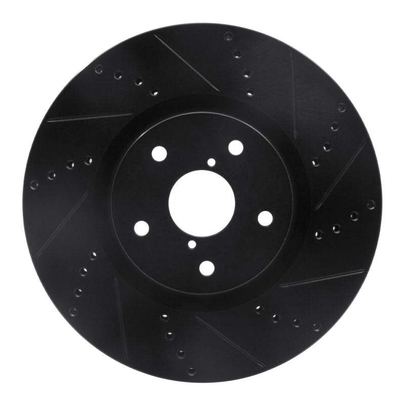 R1 Concepts R1 05-17 Subaru WRX STI Front Right Drilled & Slotted Black Brake Rotor
