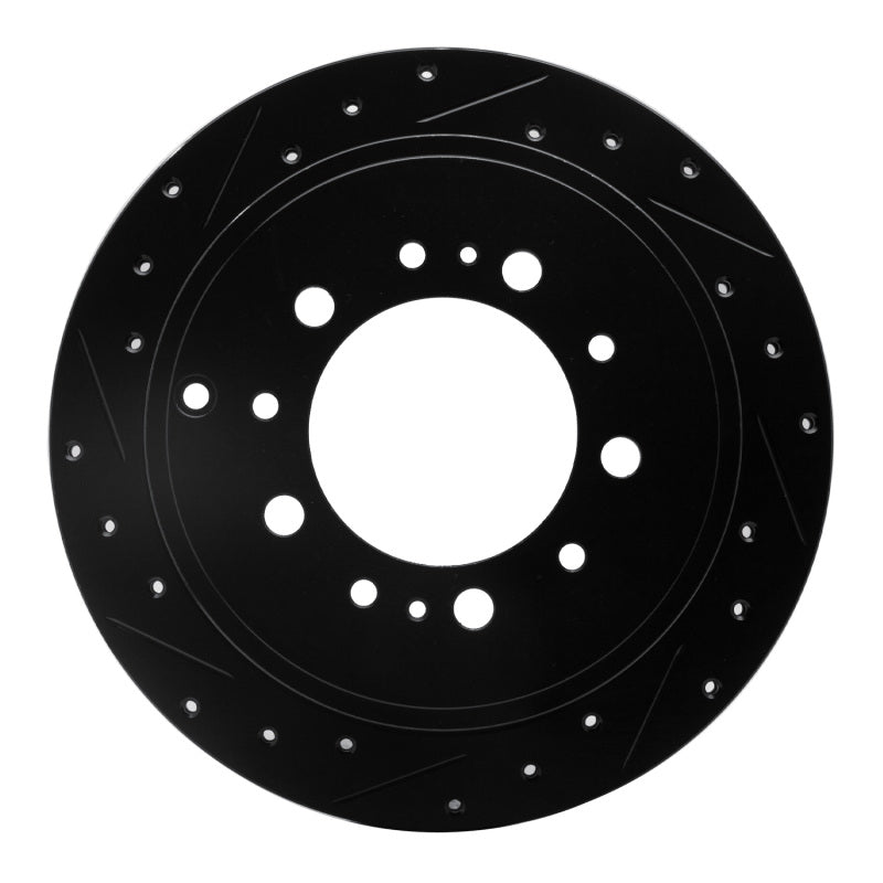 R1 Concepts R1 07-22 Lexus LX570 Rear Left Drilled & Slotted Black Brake Rotor