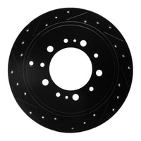 R1 Concepts R1 07-22 Lexus LX570 Rear Left Drilled & Slotted Black Brake Rotor