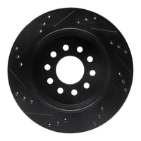 R1 Concepts R1 03-11 Lincoln Town Car Rear Right Drilled & Slotted Black Brake Rotor