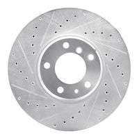 R1 Concepts R1 95-01 BMW 750IL Front Left Drilled & Slotted Silver Brake Rotor
