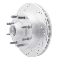 R1 Concepts R1 99-02 Ford F-350 Super Duty 2WD Front Left Drilled & Slotted Silver Brake Rotor