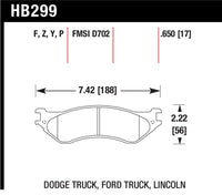 Hawk Performance Hawk Dodge B1500 VanDurango/1500 Pickup/1500 Van / Ford / Lincoln LTS Street Front & Rear Brake Pad