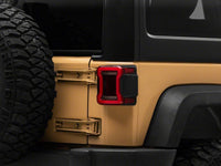 Raxiom 07-18 Jeep Wrangler JK Axial Series JL Style LED Tail Lights- Black Housing- Red Lens