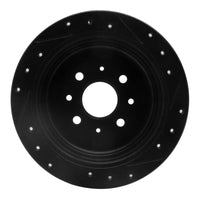 R1 Concepts R1 95-97 Kia Sephia Rear Left Drilled & Slotted Black Brake Rotor