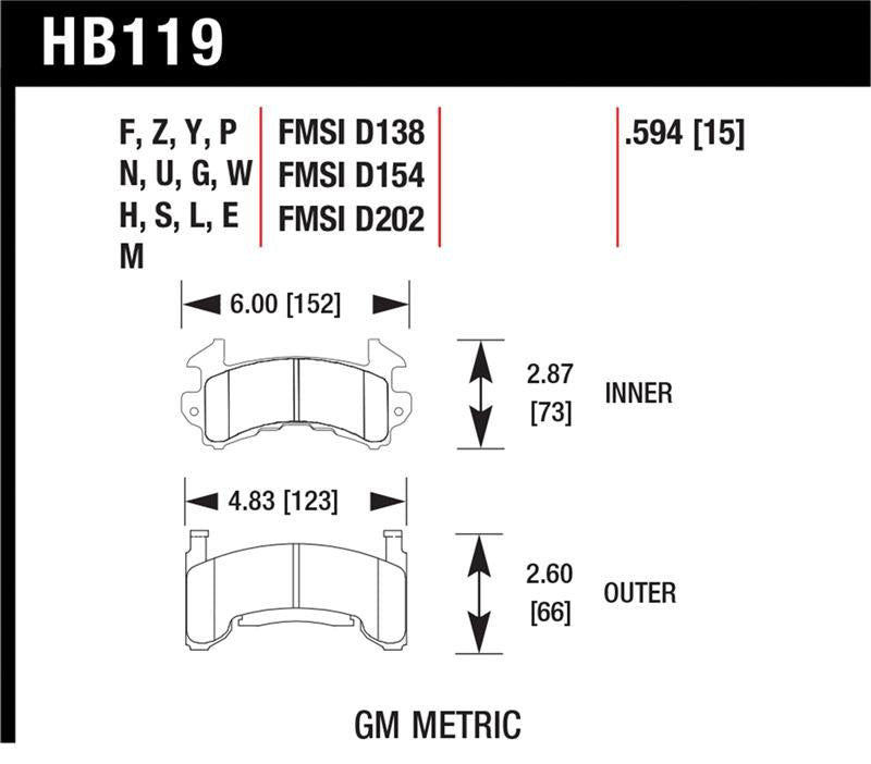 Hawk Performance Hawk Buick / Cadillac / Chevrolet / GMC / Isuzu / Oldsmobile / Pontiac DTC-30 Race Brake Pads