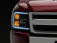 Raxiom 07-13 Chevrolet Silverado 1500 Axial Series Headlights w/ LED Bar- Black Housing (Clear Lens)