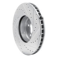 R1 Concepts R1 95-01 BMW 750IL Front Left Drilled & Slotted Silver Brake Rotor