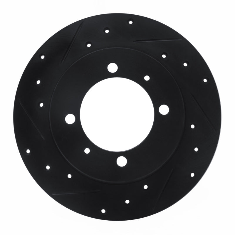R1 Concepts R1 88-93 Dodge 2000 GTX Rear Left Drilled & Slotted Black Brake Rotor