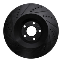 R1 Concepts R1 05-11 Audi A6 Quattro Front Right Drilled & Slotted Black Brake Rotor