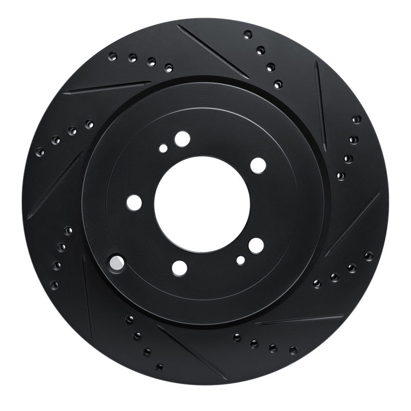 R1 Concepts R1 08-15 Mitsubishi Lancer Rear Right Drilled & Slotted Black Brake Rotor