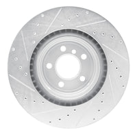 R1 Concepts R1 09-19 BMW ALPINA B7 Rear Right Drilled & Slotted Silver Brake Rotor