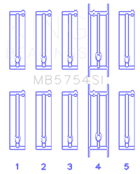King Engine Bearings Chevrolet 121Ci/Ln2 134Ci Fl O/S 010 (Size +0.75mm) Main Bearing Set