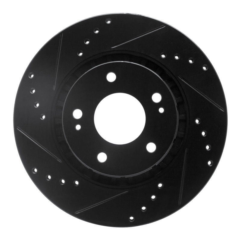 R1 Concepts R1 09-15 Mitsubishi Lancer Front Left Drilled & Slotted Black Brake Rotor
