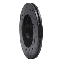 R1 Concepts R1 90-00 Honda Civic Hatchback Front Right Drilled & Slotted Black Brake Rotor