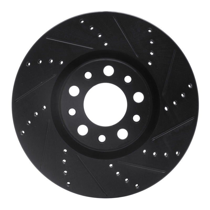 R1 Concepts R1 2013-2023 Chrysler 200 Front Right Drilled & Slotted Black Brake Rotor