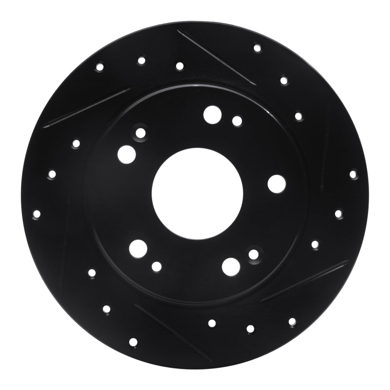 R1 Concepts R1 03-08 Acura TSX Rear Right Drilled & Slotted Black Brake Rotor