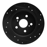 R1 Concepts R1 09-24 Lexus CT200H Rear Left Drilled & Slotted Black Brake Rotor