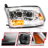 ANZO 09-19 Dodge RAM 1500 / 10-18 2500/3500 LED Proj Headlights SeqSig Chrome - Pair