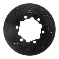 R1 Concepts R1 06-25 American Coach Patriot Rear Left Drilled & Slotted Black Brake Rotor