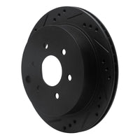 R1 Concepts R1 05-25 Nissan Frontier Rear Left Drilled & Slotted Black Brake Rotor