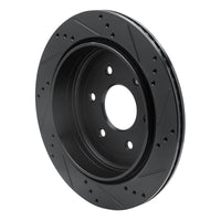 R1 Concepts R1 10-24 Infiniti QX56 Rear Left Drilled & Slotted Black Brake Rotor