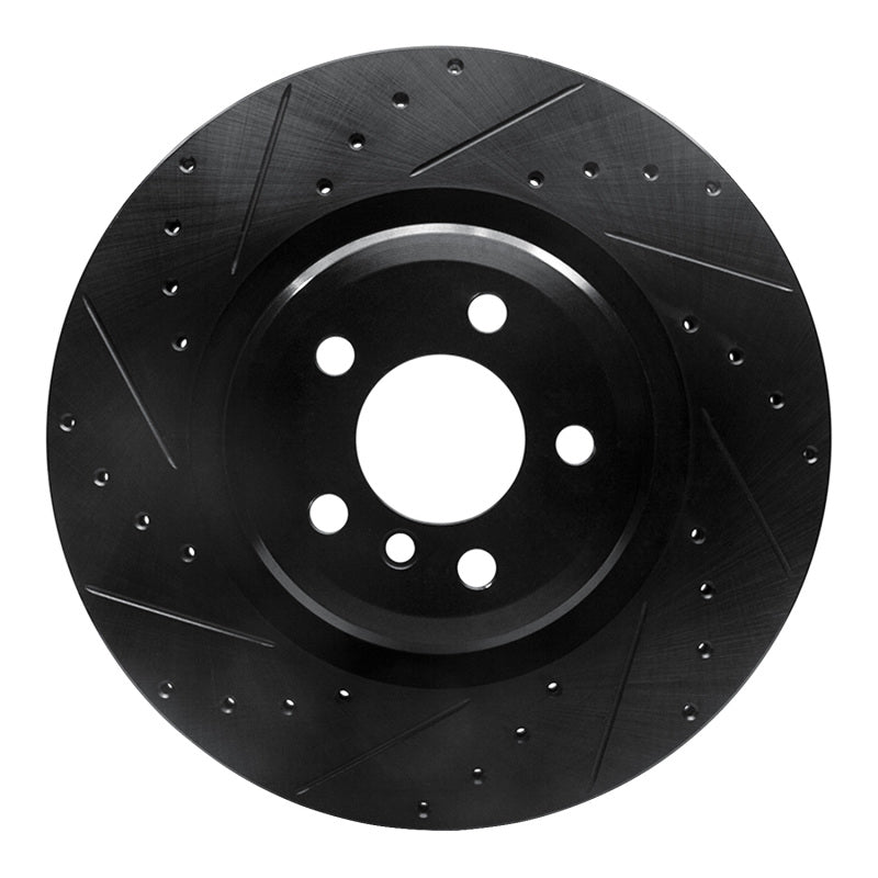 R1 Concepts R1 09-19 BMW 750LI Rear Left Drilled & Slotted Black Brake Rotor