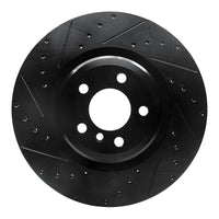R1 Concepts R1 09-19 BMW 750LI Rear Left Drilled & Slotted Black Brake Rotor