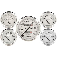 AutoMeter Auto Meter Speedometer 3-1/8in and 2-1/16in Mechanical 5-Piece Old Tyme White Gauge Kit