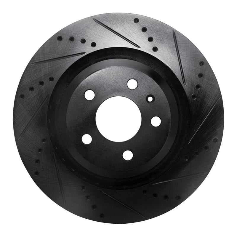 R1 Concepts R1 07-11 Audi S6 Rear Right Drilled & Slotted Black Brake Rotor