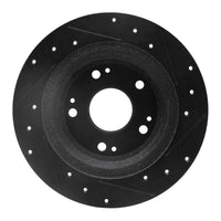 R1 Concepts R1 05-17 Honda Accord Rear Left Drilled & Slotted Black Brake Rotor