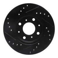 R1 Concepts R1 90-00 Honda Civic Hatchback Front Right Drilled & Slotted Black Brake Rotor