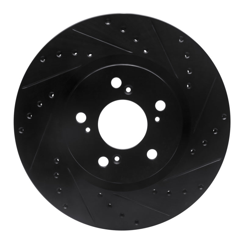 R1 Concepts R1 05-12 Acura RL Front Right Drilled & Slotted Black Brake Rotor