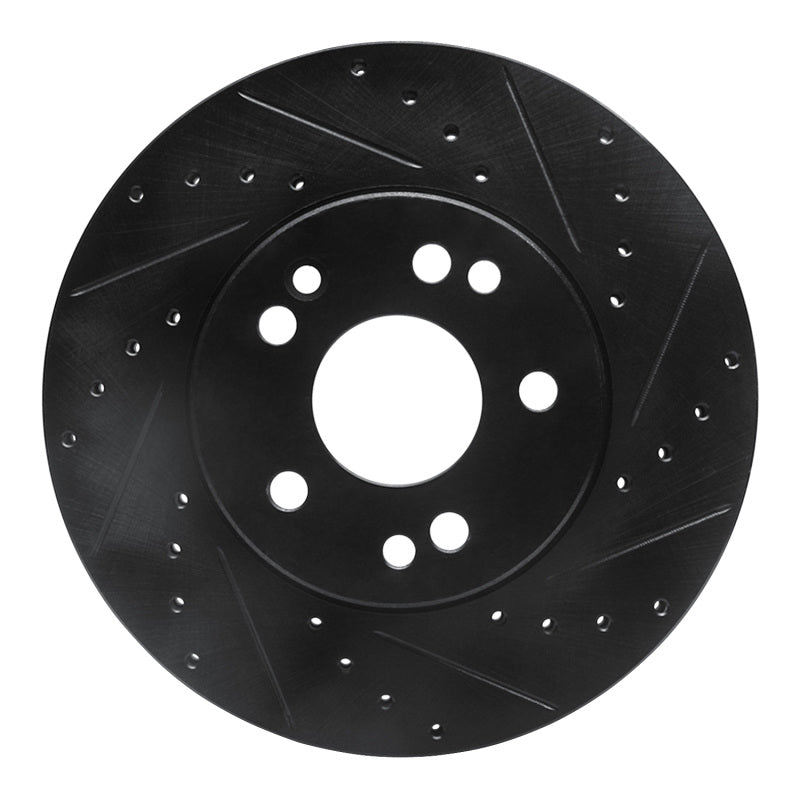 R1 Concepts R1 90-95 Mercedes-Benz 300CE Front Right Drilled & Slotted Black Brake Rotor
