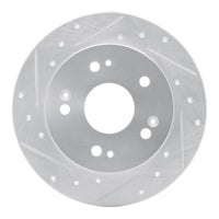 R1 Concepts R1 06-15 Honda Civic Si Rear Left Drilled & Slotted Silver Brake Rotor
