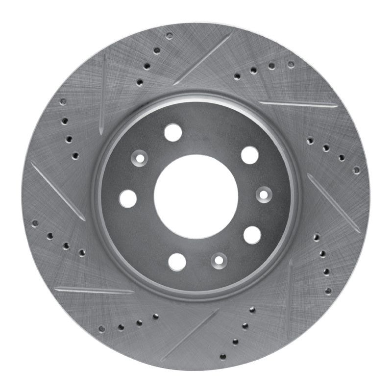 R1 Concepts R1 03-08 Cadillac CTS Front Left Drilled & Slotted Silver Brake Rotor