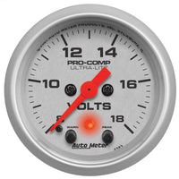Autometer Ultra-Lite 52mm Voltmeter 18V Digital Stepper Motor w/ Peak and Warning