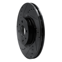 R1 Concepts R1 2012-2019 Fiat 500E Front Left Drilled & Slotted Black Brake Rotor