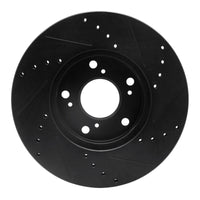 R1 Concepts R1 06-15 Honda Civic Front Left Drilled & Slotted Black Brake Rotor