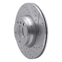R1 Concepts R1 12-18 BMW 330e Front Right Drilled & Slotted Silver Brake Rotor