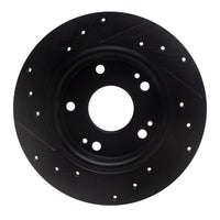 R1 Concepts R1 2016-2025 Honda Civic Hatchback Rear Right Drilled & Slotted Black Brake Rotor