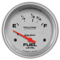 AutoMeter Gauge Fuel Level 2-5/8in. 16 Ohm(e) to 158 Ohm(f) Elec Ultra-Lite