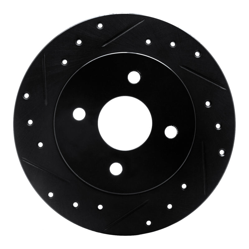 R1 Concepts R1 91-98 Saturn SC2 Rear Left Drilled & Slotted Black Brake Rotor