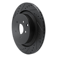 R1 Concepts R1 09-24 Infiniti Q70L Rear Left Drilled & Slotted Black Brake Rotor