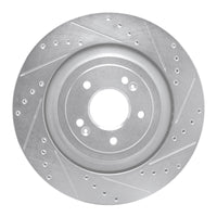 R1 Concepts R1 19-22 Genesis G90 Rear Right Drilled & Slotted Silver Brake Rotor