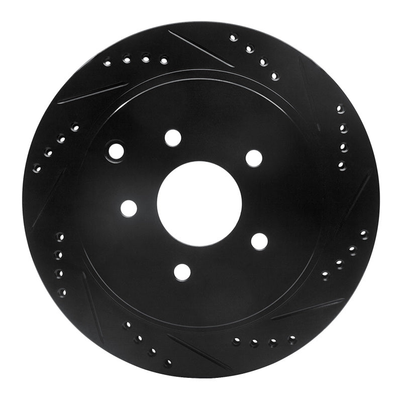 R1 Concepts R1 2003-2024 Infiniti FX37 Rear Right Drilled & Slotted Black Brake Rotor